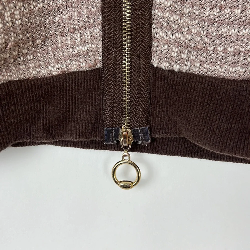 KUT FROM THE KLOTH pullover sweater mixed knit brown w/full back gold zi… - Picture 5 of 10